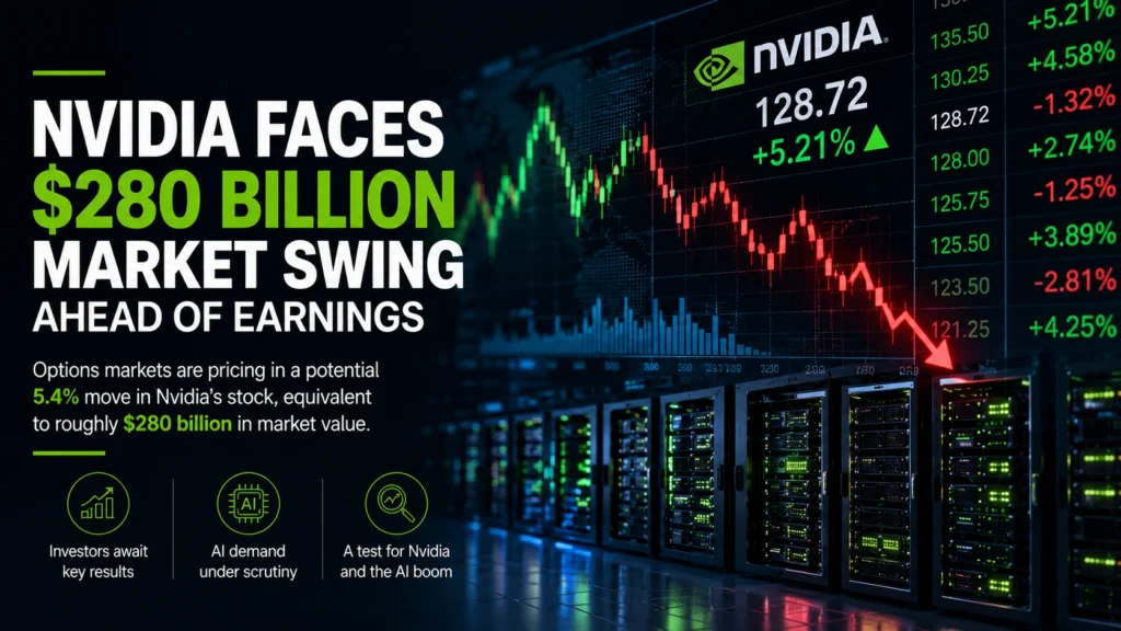 Nvidia Faces $280 Billion Market Swing Ahead of Earnings